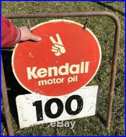 VTG KENDALL MOTOR OIL Track Side Distance Signs 2 Sided Metal Lot Set of 5