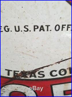 VTG Texaco Gasoline Motor Oil Porcelain original Double Sided station Sign 42
