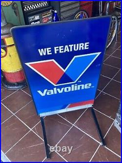 Valvoline double sided motor oil sign with display stand