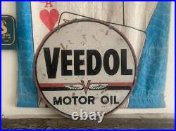 Veedol Flying A V double sided sign round motor oil tidewater associated tycol