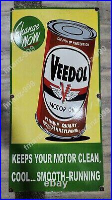 Veedol Motor Oil Porcelain Enamel Sign 48 X 24 Inches