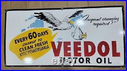 Veedol Motor Oil Porcelain Enamel Sign 48 X 24 Inches