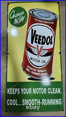 Veedol Motor Oil Porcelain Enamel Sign 48 X 24 Inches