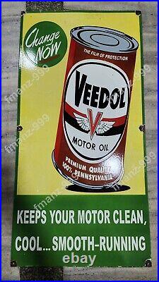 Veedol Motor Oil Porcelain Enamel Sign 48 X 24 Inches