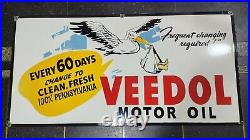 Veedol Motor Oil Porcelain Enamel Sign 48 X 24 Inches