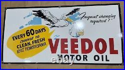 Veedol Motor Oil Porcelain Enamel Sign 48 X 24 Inches