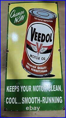 Veedol Motor Oil Porcelain Enamel Sign 48 X 24 Inches