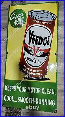 Veedol Motor Oil Porcelain Enamel Sign 48 X 24 Inches