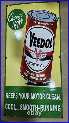 Veedol Motor Oil Porcelain Enamel Sign 48 X 24 Inches