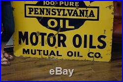 Very Early Premium Porcelain Tombstone 4ft HUGE Pennslyvania Motor Oil Sign RARE