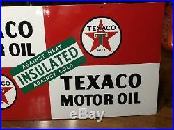 VinTaGe TEXACO 1952 TEXAS MOTOR OIL Sign Double Sided Gas Station NICE ORIGINAL