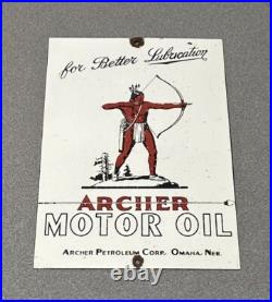 Vintage 12 Archer Motor Oil Porcelain Sign Car Gas Truck