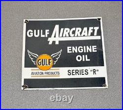 Vintage 12 Gulf Aircraft Plane Motor Oil Porcelain Sign Car Gas Oil Truck