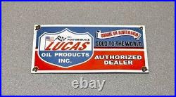 Vintage 12 Lucas Dealer Motor Oil Porcelain Sign Car Gas