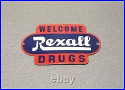 Vintage 12 Rexall Drug Store Motor Oil Porcelain Sign Car Gas