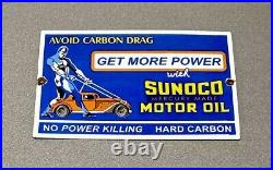Vintage 12 Sunoco Motor Oil Porcelain Sign Car Gas