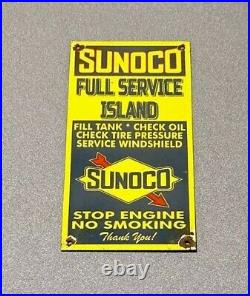 Vintage 12 Sunoco Motor Oil Porcelain Sign Car Gas