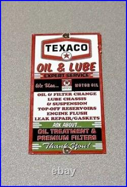 Vintage 12 Texaco Motor Oil Porcelain Sign Car Gas Auto