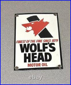 Vintage 12 Wolfs Head Motor Porcelain Sign Car Gas Oil Truck