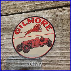 Vintage 1903 Gilmore Lionhead Motor Oil Porcelain Gas Oil 4.5 Sign