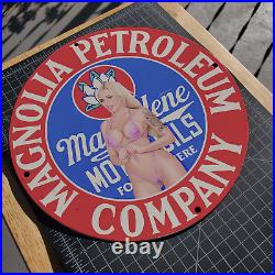 Vintage 1930 Magnolia Petroleum Company Marlene Motor Oils Porcelain Sign