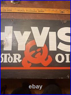 Vintage 1930's Hyvis motor oil sign Porcelain 40WX15H
