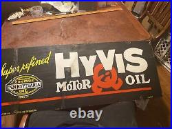 Vintage 1930's Hyvis motor oil sign Porcelain 40WX15H
