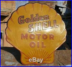 Vintage 1930's Old Antique Very Rare Shell Motor Oil Porcelain Enamel Sign Board