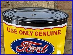 Vintage 1932 Ford Motor Company Motor Oil Can Porcelain Gas Sign 16 X 11.5