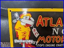 Vintage 1935 Atlantic Motor Oil Porcelain Metal Gas Station Sign 10 X 16