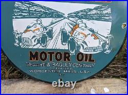 Vintage 1937 Oilzum Motor Oil Porcelain Gas Station Pump Metal Sign 12