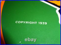 Vintage 1939 Oilzum Motor Oil & Lubricants 11 3/4 Porcelain Metal Gasoline Sign