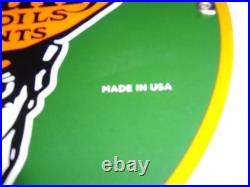 Vintage 1939 Oilzum Motor Oil & Lubricants 11 3/4 Porcelain Metal Gasoline Sign