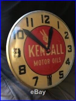 Vintage 1940-50s Kendall Motor Oil Advertising Clock WORKS RARE
