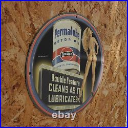 Vintage 1940 Amoco'Permalube' Motor Oil Porcelain Gas & Oil Metal Sign