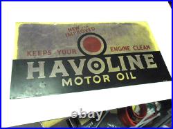 Vintage 1947 Havoline Motor Oil Tin Sign 21.5 X 11 South Carolina Find