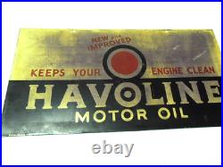 Vintage 1947 Havoline Motor Oil Tin Sign 21.5 X 11 South Carolina Find