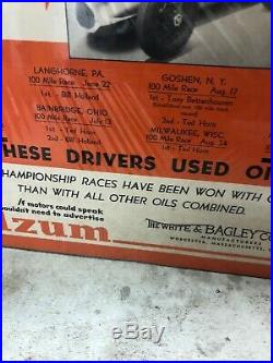 Vintage 1947 Oilzum Motor Oil Poster Not Sign Indy 500 RARE