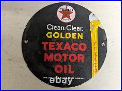 Vintage 1948 Golden Texaco Gasoline Motor Oil Porcelain Gas Station Pump Sign