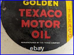 Vintage 1948 Golden Texaco Gasoline Motor Oil Porcelain Gas Station Pump Sign
