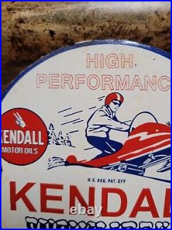Vintage 1948 Kendall Porcelain Sign Snowmobile Advertising Gas Motor Oil Lube