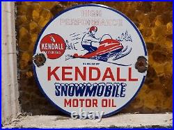 Vintage 1948 Kendall Porcelain Sign Snowmobile Gas Motor Oil Lubricants 6 Sign