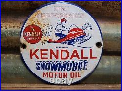 Vintage 1948 Kendall Porcelain Sign Snowmobile Gas Motor Oil Lubricants 6 Sign