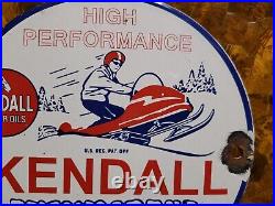 Vintage 1948 Kendall Porcelain Sign Snowmobile Gas Motor Oil Lubricants 6 Sign