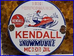 Vintage 1948 Kendall Porcelain Sign Snowmobile Gas Motor Oil Lubricants 6 Sign