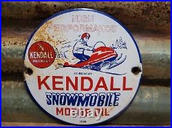 Vintage 1948 Kendall Porcelain Sign Snowmobile Gas Motor Oil Lubricants 6 Sign