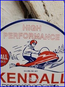 Vintage 1948 Kendall Porcelain Sign Snowmobile Gas Motor Oil Lubricants 6 Sign