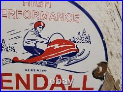 Vintage 1948 Kendall Porcelain Sign Snowmobile Gas Motor Oil Lubricants 6 Sign