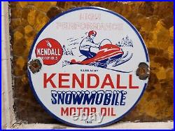 Vintage 1948 Kendall Porcelain Sign Snowmobile Gas Motor Oil Lubricants 6 Sign