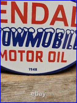 Vintage 1948 Kendall Porcelain Sign Snowmobile Gas Motor Oil Lubricants 6 Sign